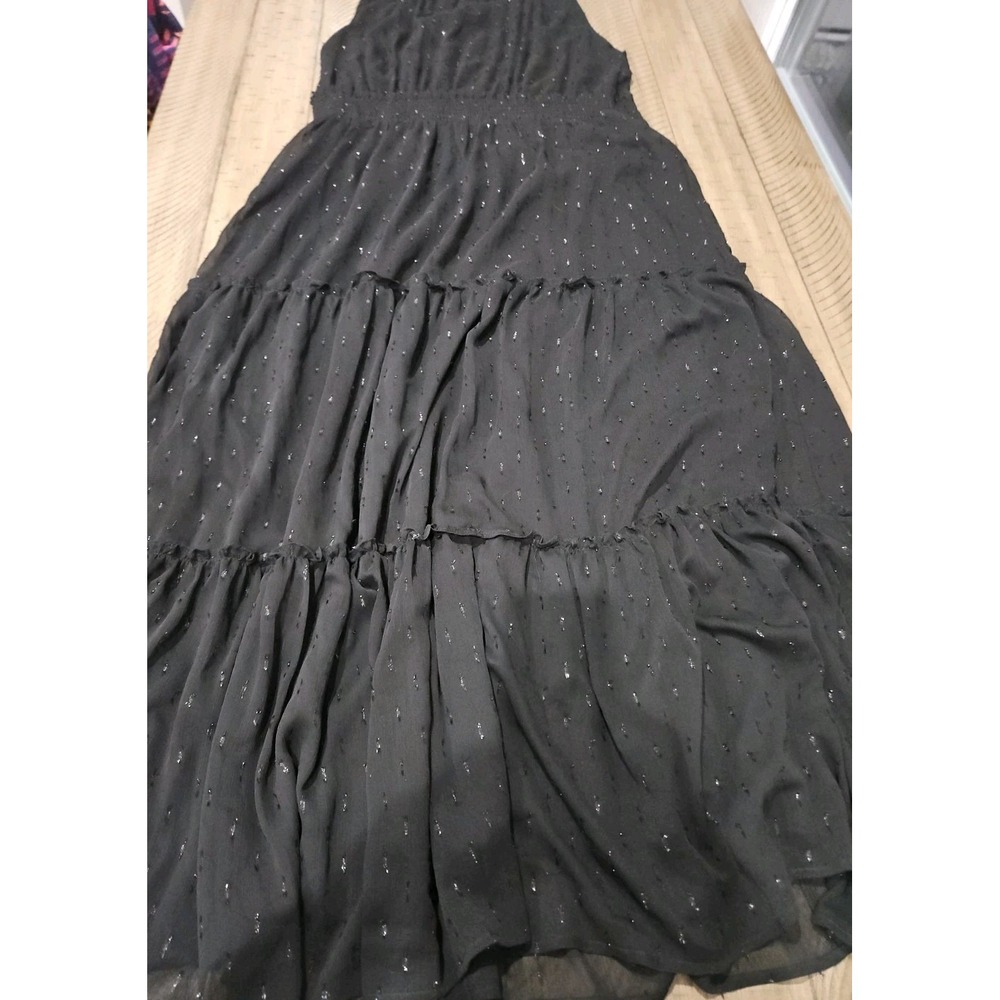 Draper James Dress XXL Black Tiered Smocked Maxi Metallic Boho Western Ethereal - Picture 14 of 14
